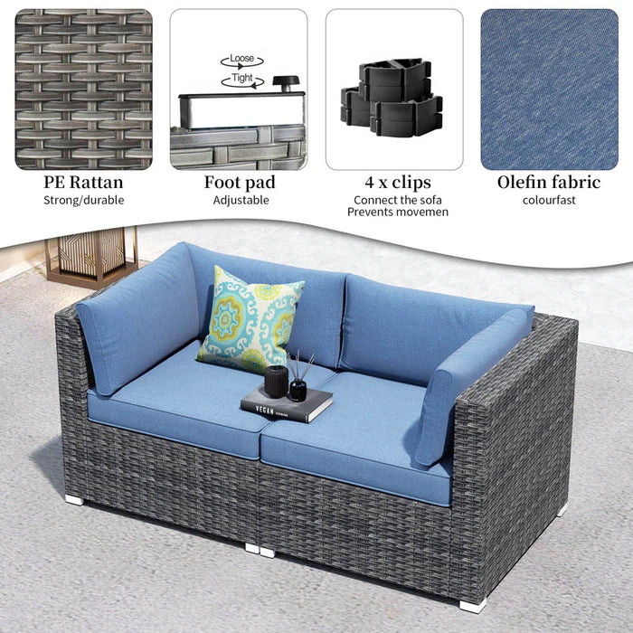 Patio Furniture Set 2-Piece Corner Sofa with Cushions and 4.13'' Wide Armrest