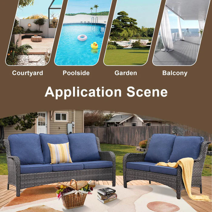 Patio Kenard 2-Piece Conversation Set with Loveseat and Three-seat Couch