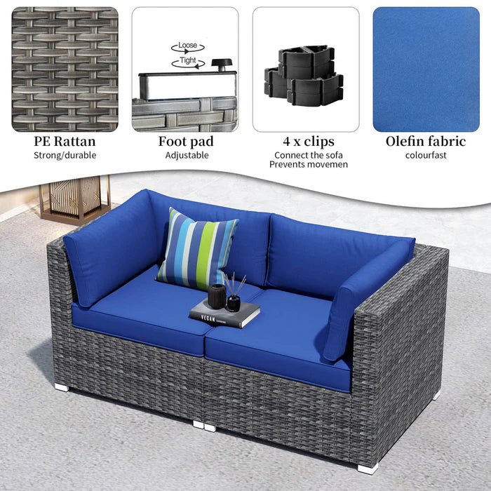 Patio Furniture Set 2-Piece Corner Sofa with Cushions and 4.13'' Wide Armrest