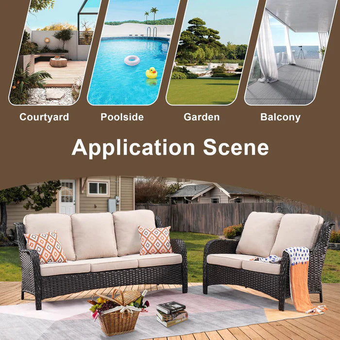 Patio Kenard 2-Piece Conversation Set with Loveseat and Three-seat Couch