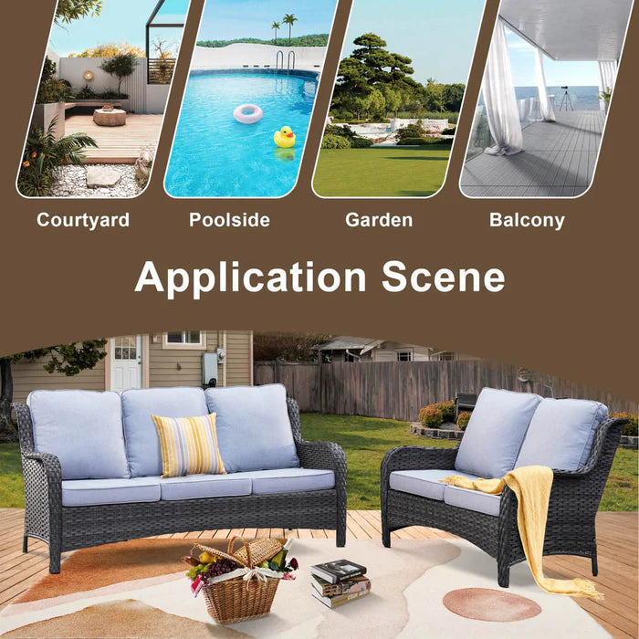 Patio Kenard 2-Piece Conversation Set with Loveseat and Three-seat Couch