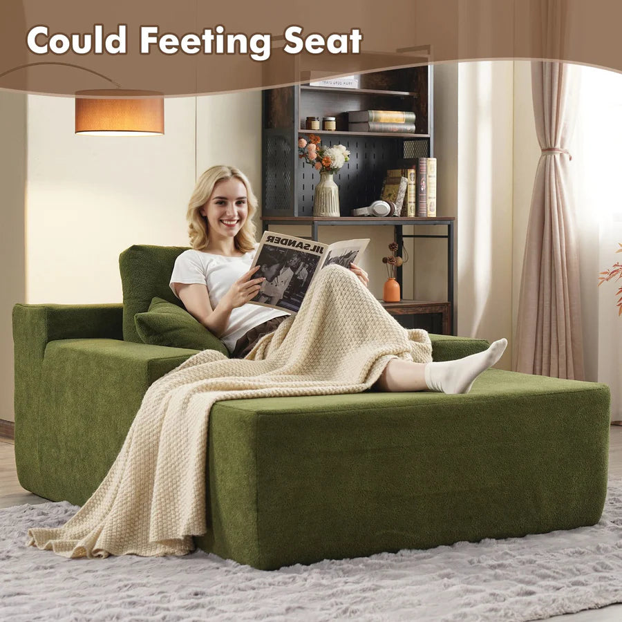 Plush Velvet Chaise Lounge Sofa Bed - Oversized Sleeper Couch for Living Room