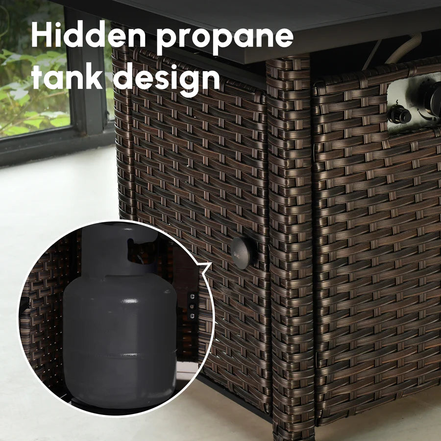 Rectangle Patio Propane Outdoor 42.12'' Fire Pit Table with Lid