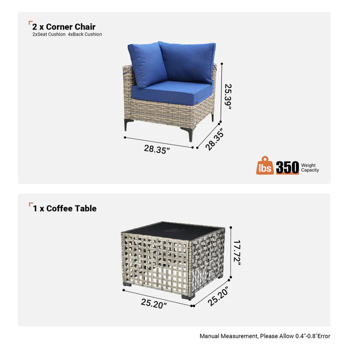 SKT Series - Sectional Outdoor Furniture Set 3-Piece