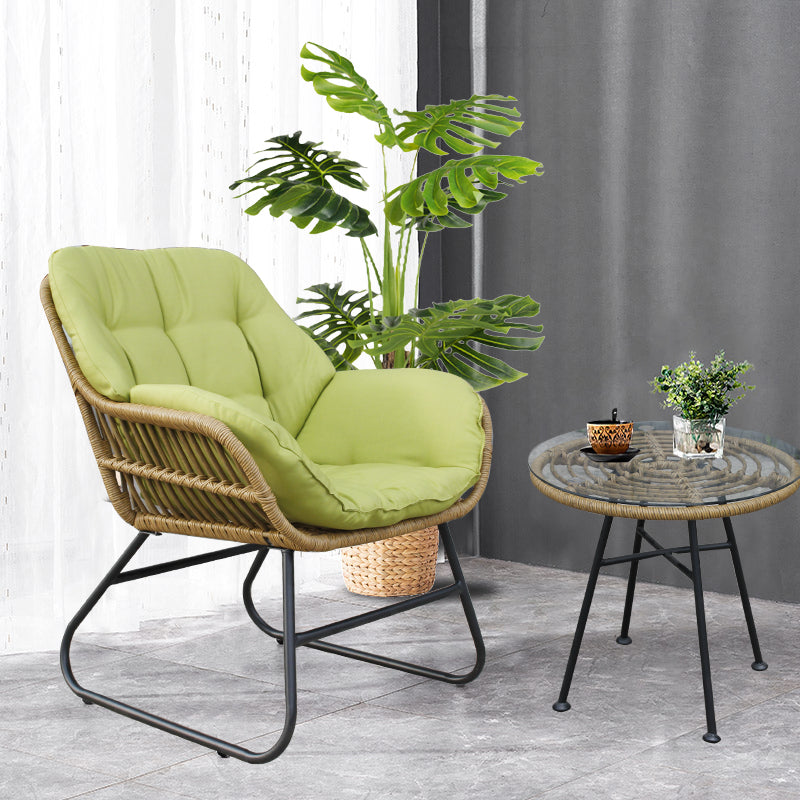 Balcony outdoor tea table and chair combination handmade wicker sofa recliner leisure courtyard outdoor wicker chair