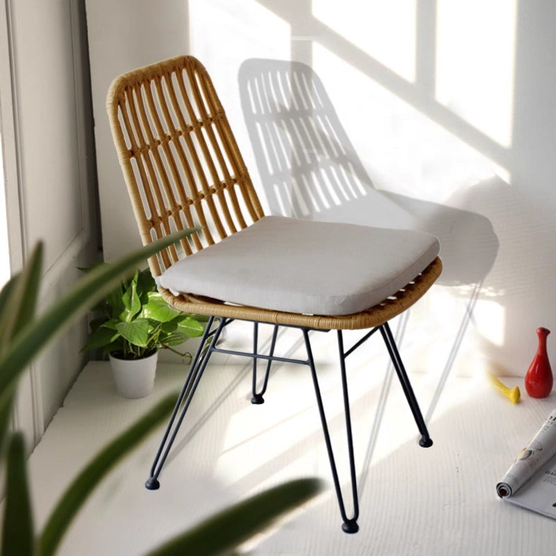 Balcony outdoor tea table and chair combination, simple and casual style, indoor rattan backrest chair, internet celebrity guesthouse, light luxury rattan chair