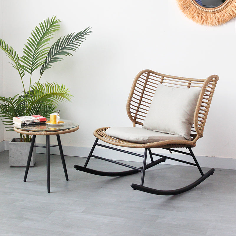 Balcony, outdoor leisure rocking chair, light luxury rattan chair, Nordic style handmade woven rattan sofa, armchair, rocking lounge chair