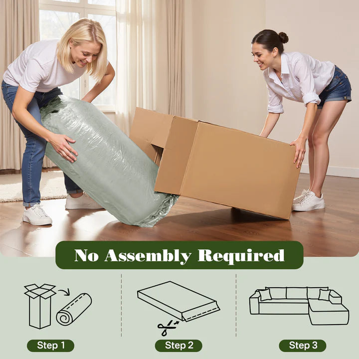 104" L-Shape Modular Couch with Chaise, Plush Corduroy Fabric, No Assembly Required