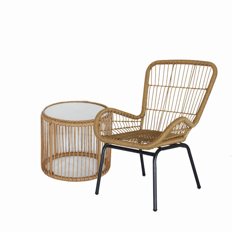 Balcony, outdoor tea table, chair combination, handmade rattan chair, courtyard leisure armchair, homestay, light luxury Nordic style rattan chair
