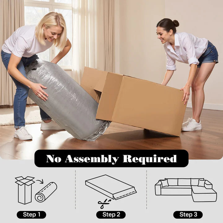 104" L-Shape Modular Couch with Chaise, Plush Corduroy Fabric, No Assembly Required