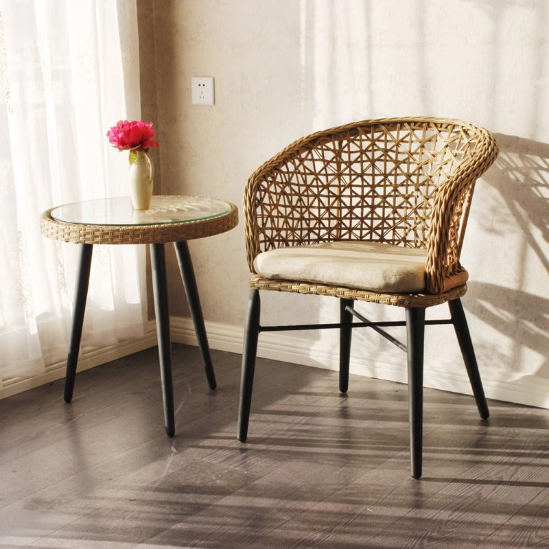 Outdoor Table and Chair Set - 3-Piece Casual Dining Furniture Combination Nordic-Style B&B Garden Rattan Chair and Coffee Table Outdoor Table and Chair Set