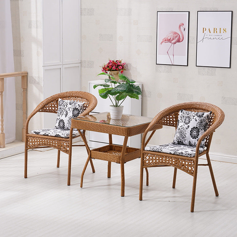 Outdoor Rattan Furniture Set Garden Outdoor Lounge Balcony Rattan Chair 3-Piece Set Trending Nordic-Style B&B Dining Chair