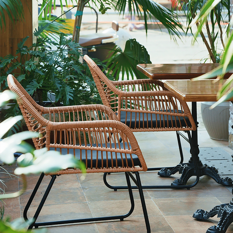 Outdoor rattan chair set of three leisure balcony patio outdoor rattan sofa coffee table set modern creative waterproof sunscreen