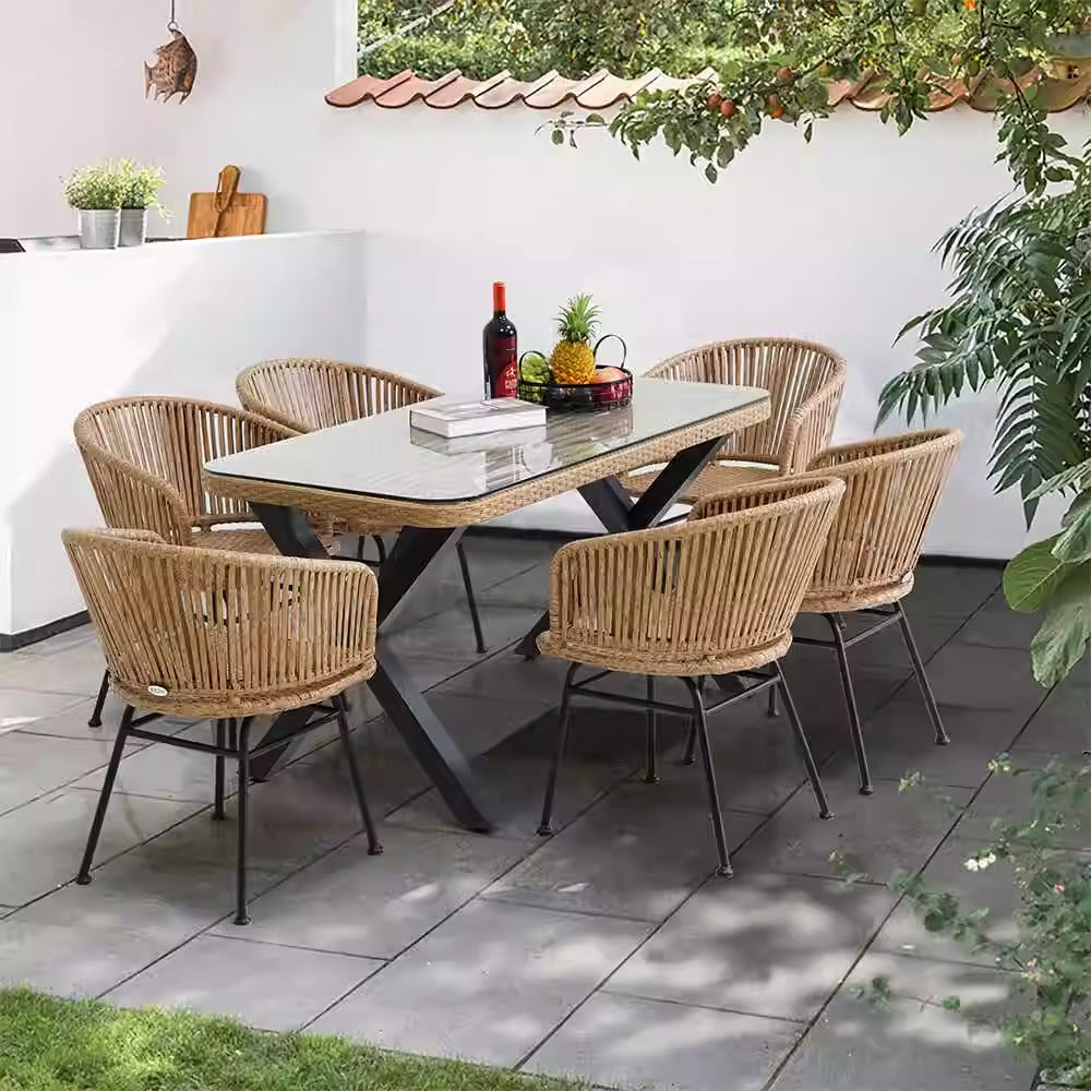 Outdoor courtyard leisure rattan chair Nordic homestay style restaurant armchair dining chair
