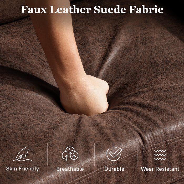 100.40" Reversible Chaise Sofa Suede Fabric