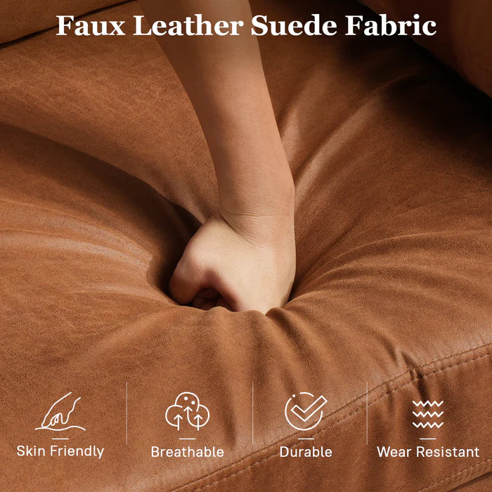 100.40" Reversible Chaise Sofa Suede Fabric