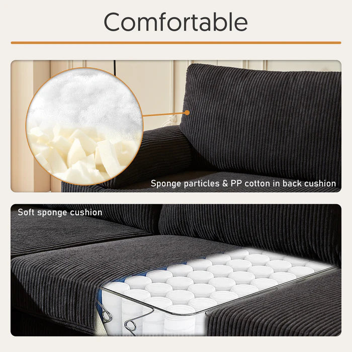 100.40" Reversible Chaise Sofa Wide-Wale Corduroy