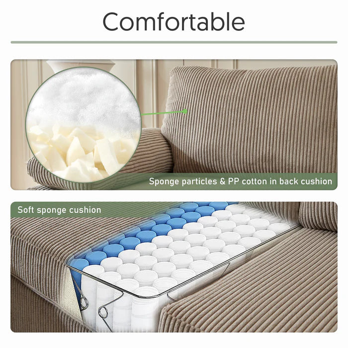 100.40" Reversible Chaise Sofa Wide-Wale Corduroy