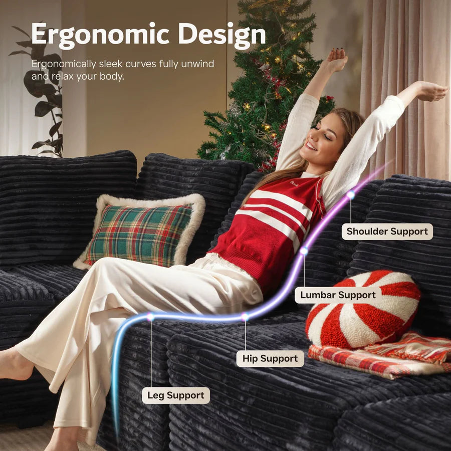 130.7" Modular Sectional Sofa Couch, U-Shaped Minimalist Couches with 2 Ottomans Chaise