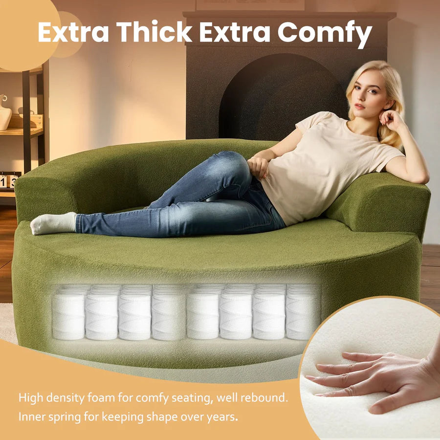 59" O-Shape Modular Couch, Plush Corduroy Fabric, No Assembly Required