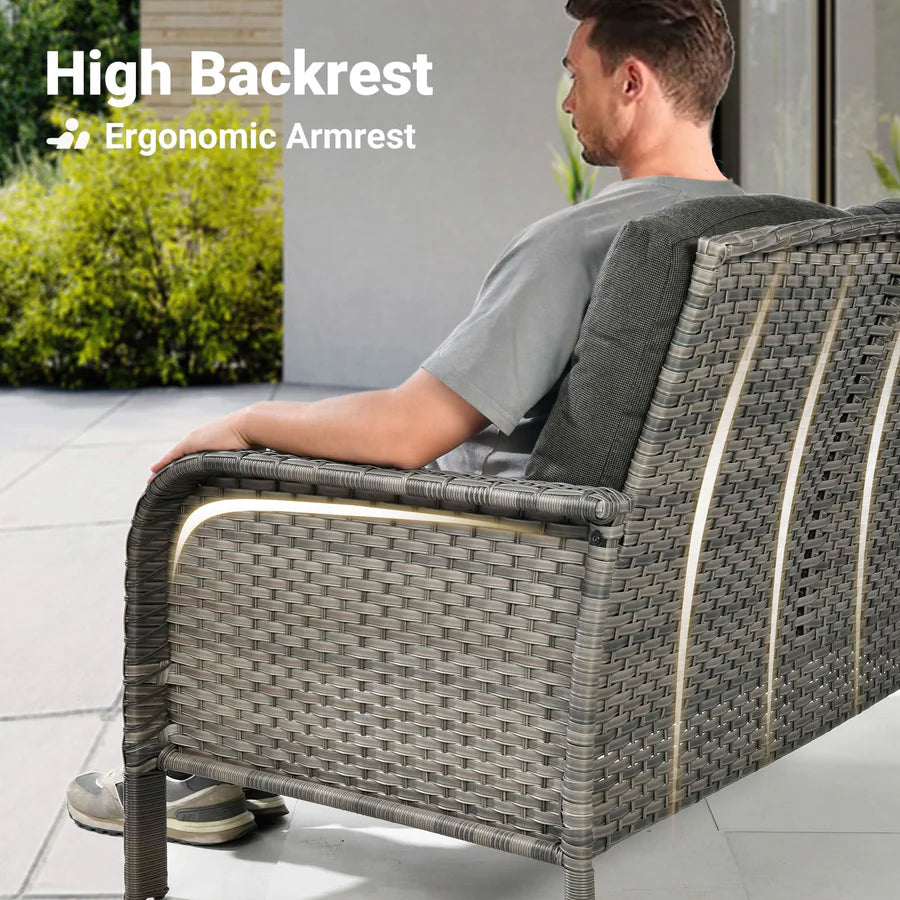 5 Pieces Patio Furniture Set with Fire Pit, Outdoor Wicker Chairs of 4