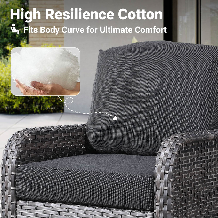 6-Piece Wicker Patio Furniture Set, All-Weather Rattan Conversation Bistro Loveseat Chair and Table Set for Backyard