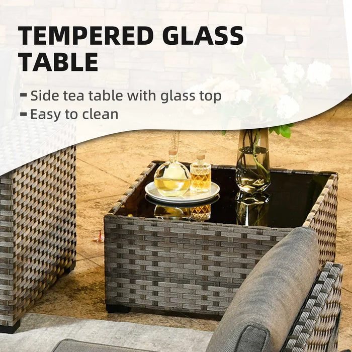 7 Pieces Patio Furniture Set with 7.68'' Broad Handrails and 30'' Fire Pit Table1