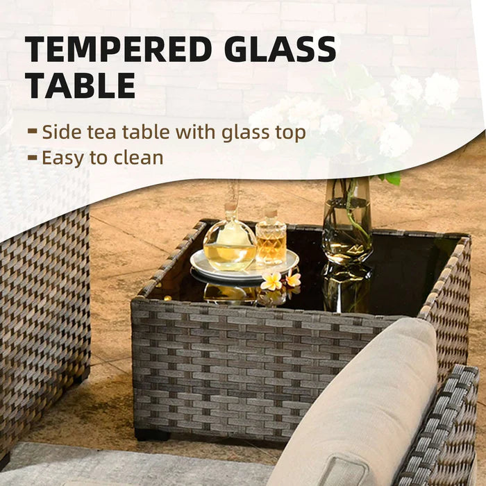 7 Pieces Patio Furniture Set with 7.68'' Broad Handrails and 30'' Fire Pit Table1