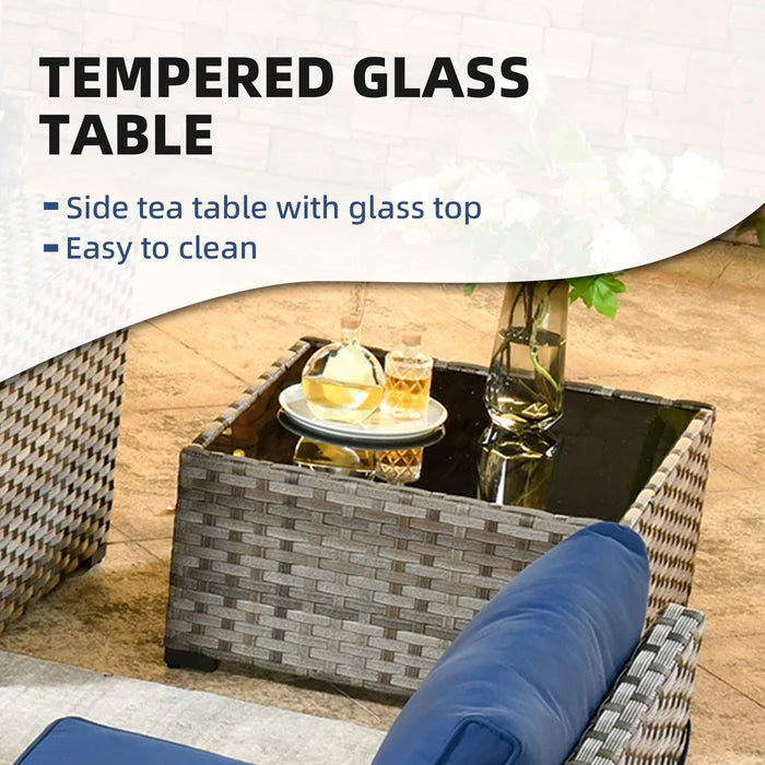 7 Pieces Patio Furniture Set with 7.68'' Broad Handrails and 30'' Fire Pit Table1