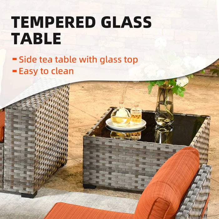 7 Pieces Patio Furniture Set with 7.68'' Broad Handrails and 30'' Fire Pit Table1