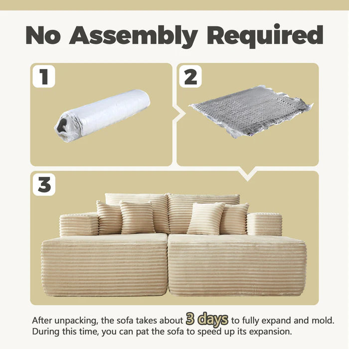 80"Modular Couch with Chaise&Ottoman, Sleeper Sofa, No Assembly Required