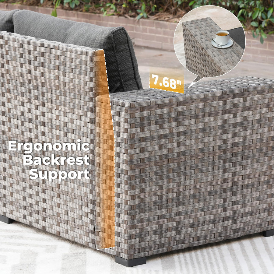 9-Piece Outdoor Furniture Set with 7.68'' Wide Armrests
