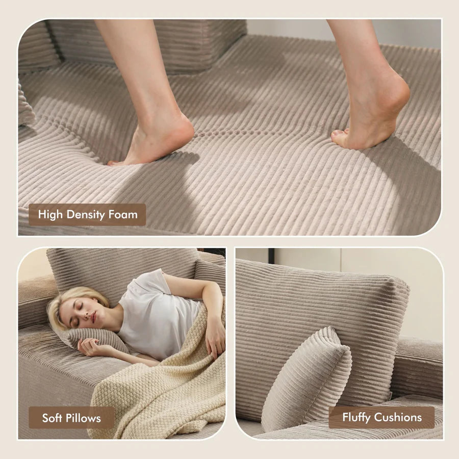 Boneless Chaise Lounge,Luxurious Faux Fur, No Assembly Required