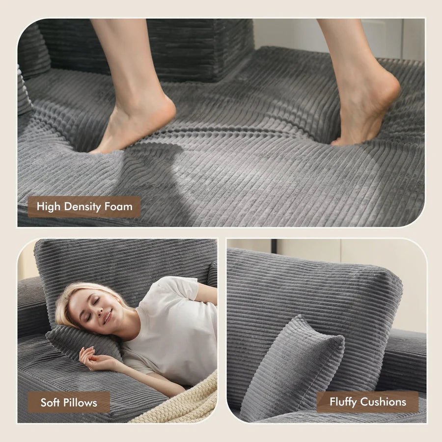 Boneless Chaise Lounge,Luxurious Faux Fur, No Assembly Required