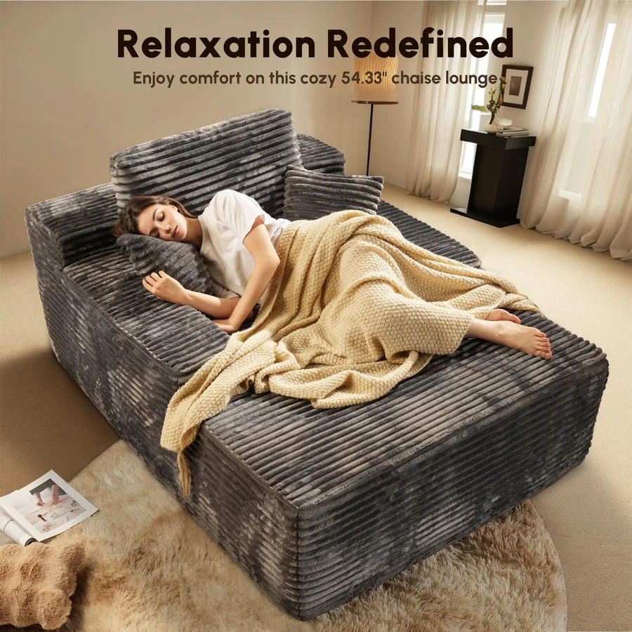 Boneless Chaise Lounge,Luxurious Faux Fur, No Assembly Required