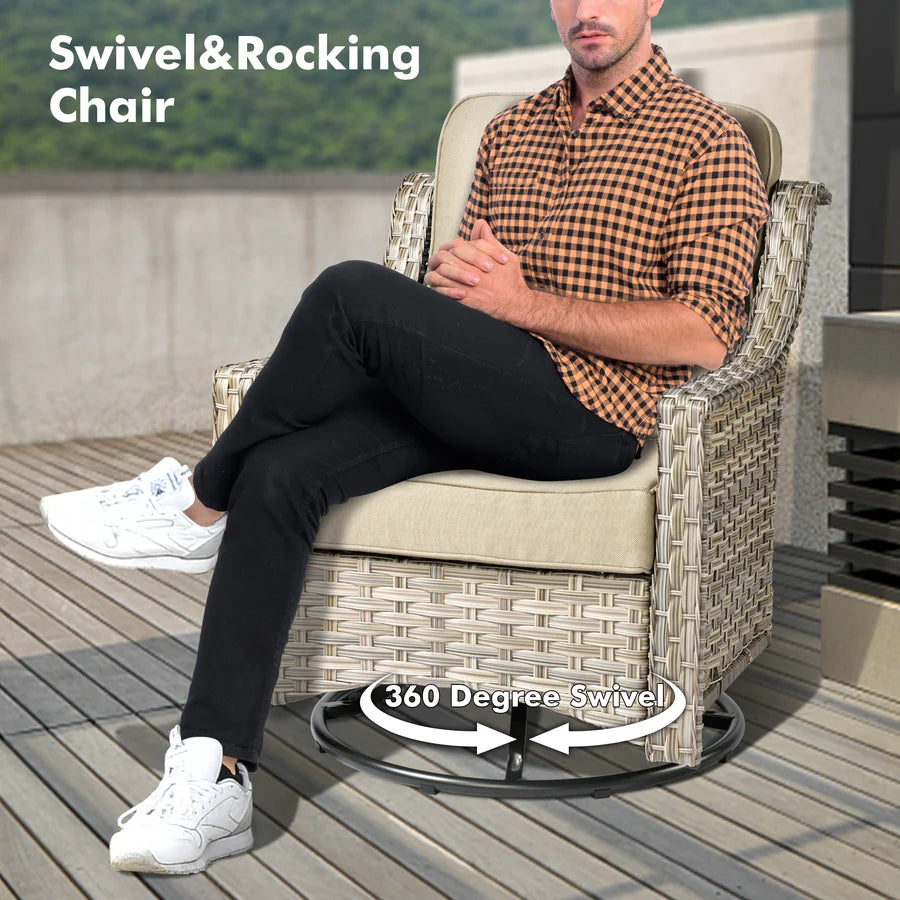 Conversation Set 5-Piece PAD Series include Rocking Chair & 47"Fire Pit Table