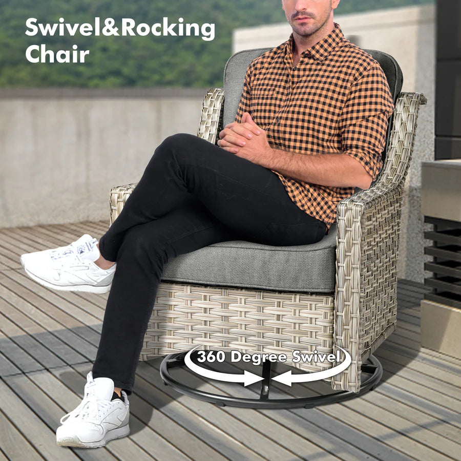 Conversation Set 5-Piece PAD Series include Rocking Chair & 47"Fire Pit Table