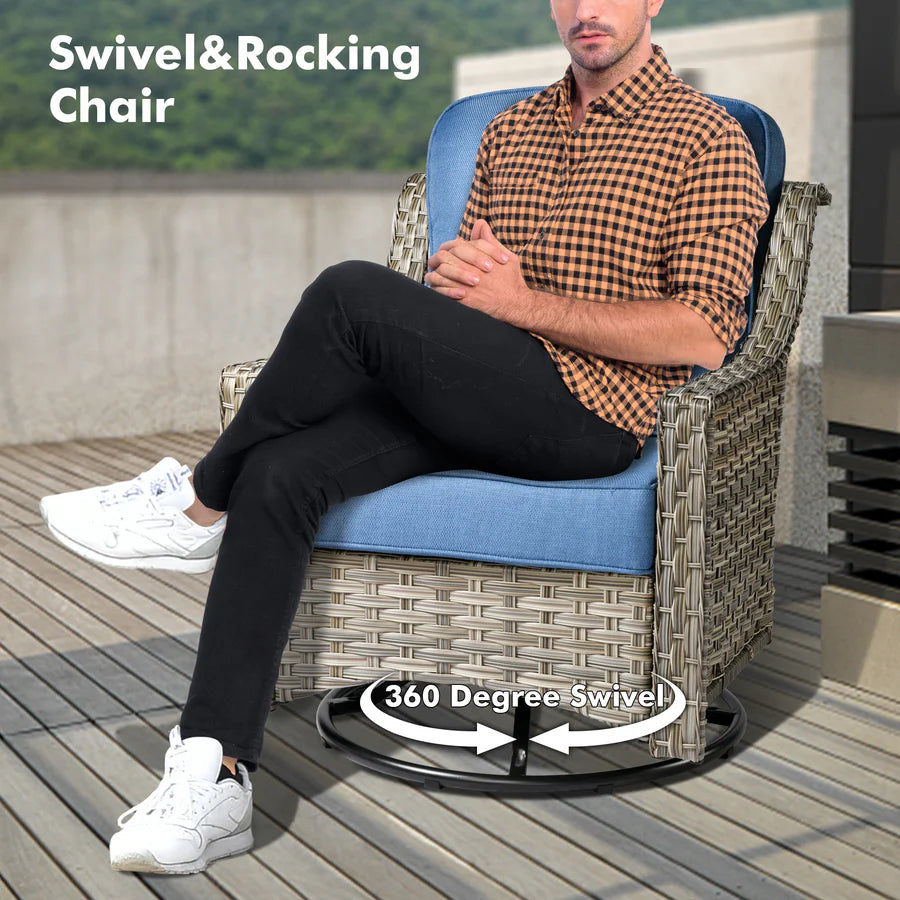 Conversation Set 5-Piece PAD Series include Rocking Chair & 47"Fire Pit Table