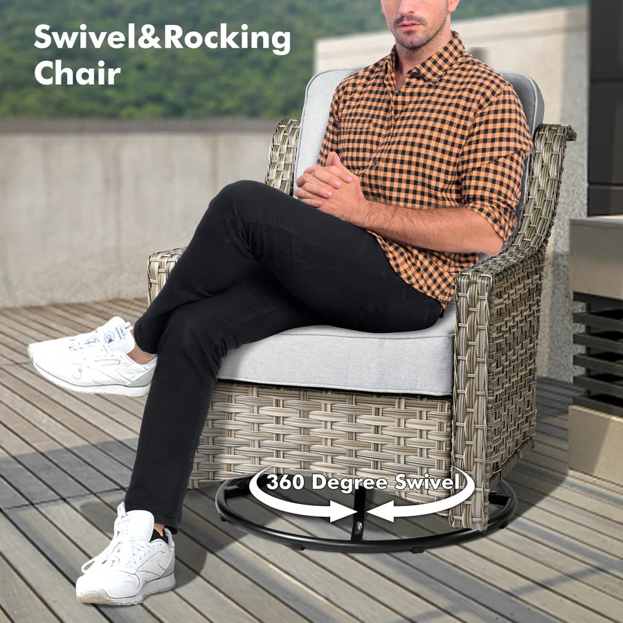 Conversation Set 5-Piece PAD Series include Rocking Chair & 47"Fire Pit Table