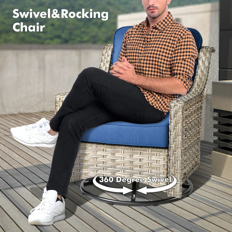 Conversation Set 5-Piece PAD Series include Rocking Chair & 47"Fire Pit Table
