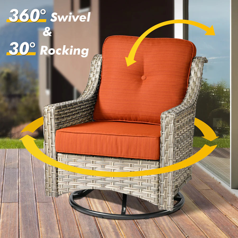 Conversation Set 5-Piece PAD Series include Rocking Chair & 47"Fire Pit Table