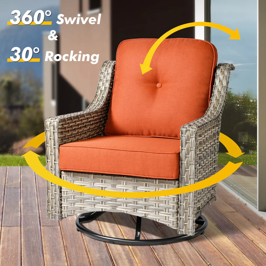 Conversation Set 5-Piece PAD Series include Rocking Chair & 47"Fire Pit Table