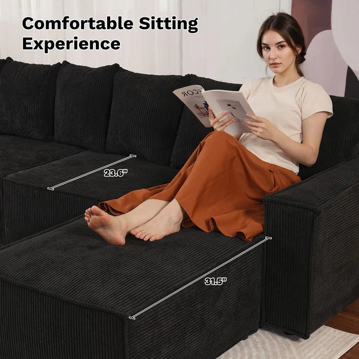 Living Room Modular Couch 6-Pieces Set, Wide Armrests