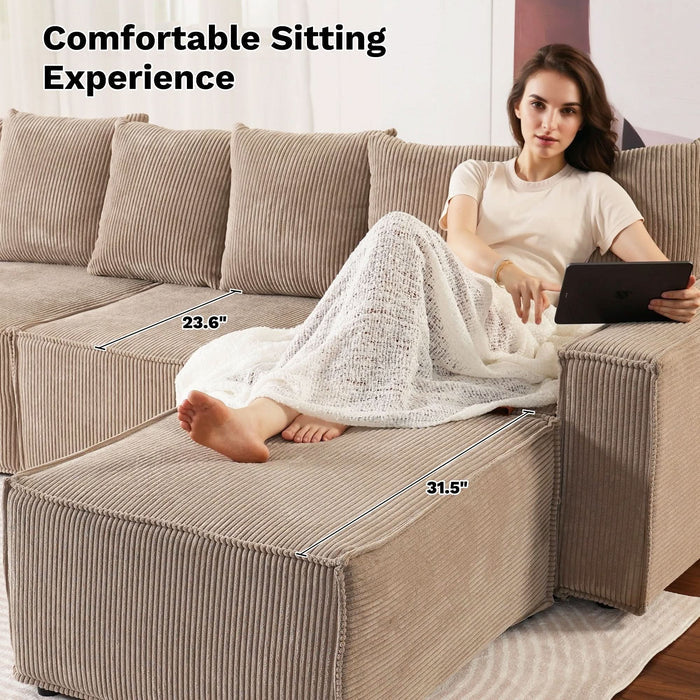 Living Room Modular Couch 6-Pieces Set, Wide Armrests