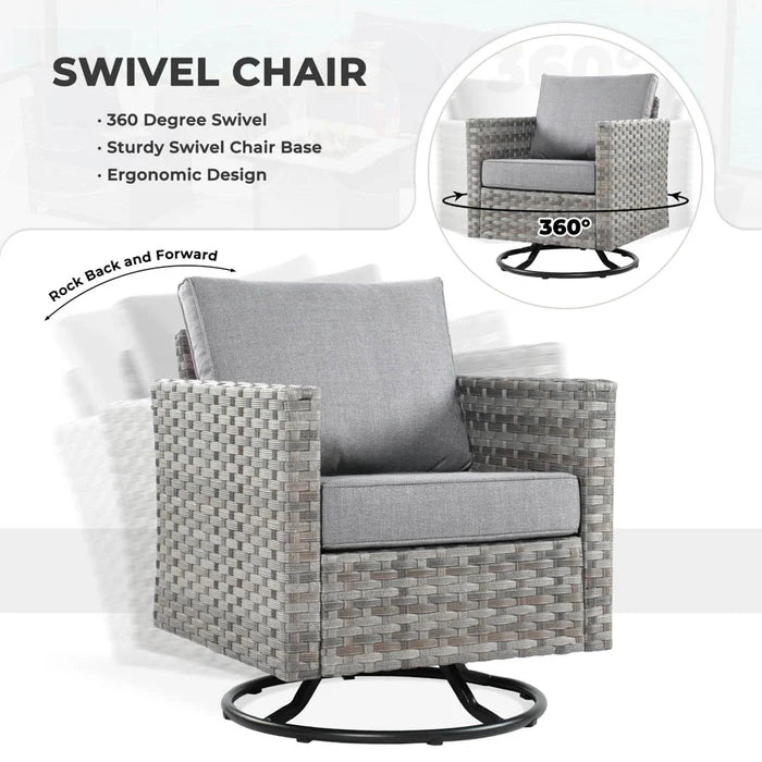 New Rimaru Series Patio Furniture Set 13-Piece include Swivel Chairs Set Partially Assembled