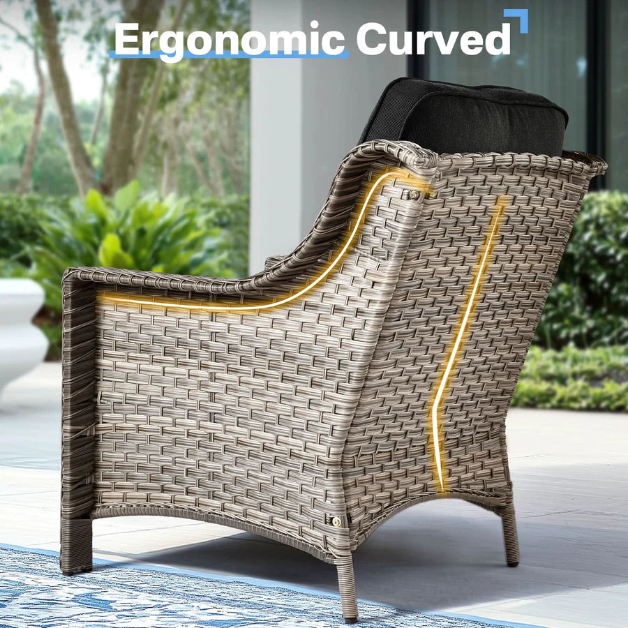 Outdoor 8 Pieces Coversation Set with Swivel Rocking Chair