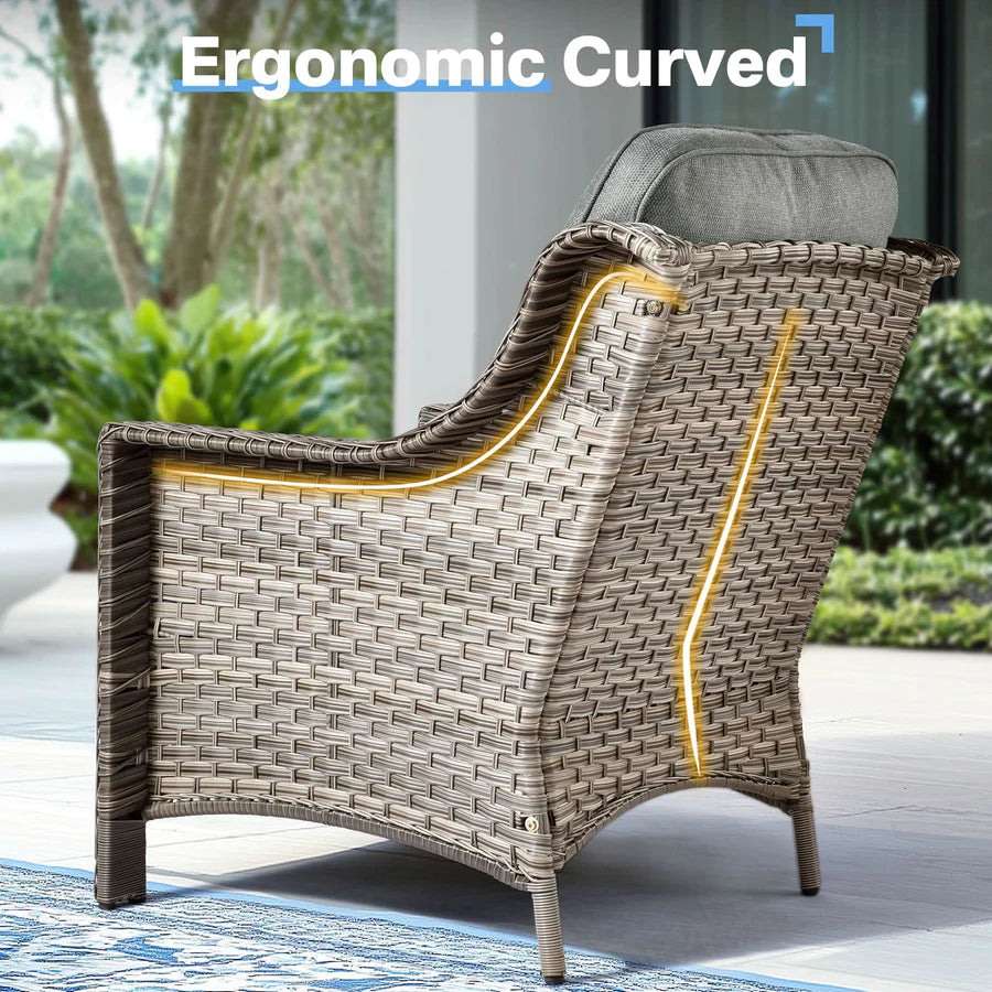 Outdoor 9 Pieces Coversation Set with Swivel Rocking Chair
