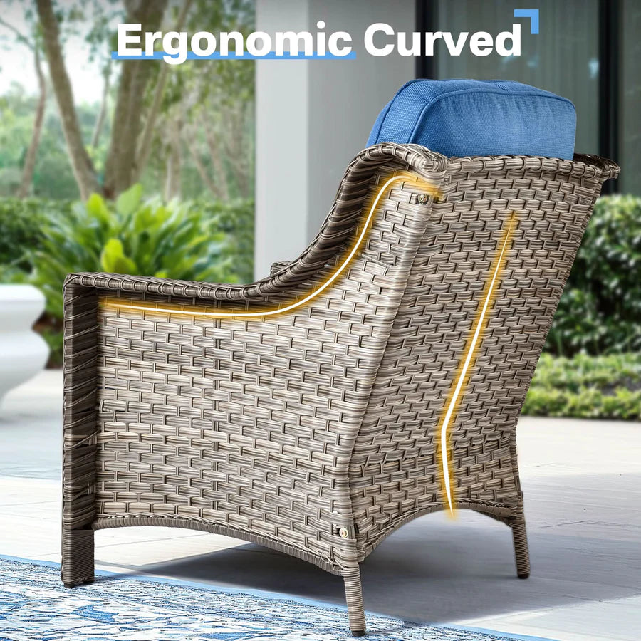 Outdoor 9 Pieces Coversation Set with Swivel Rocking Chair