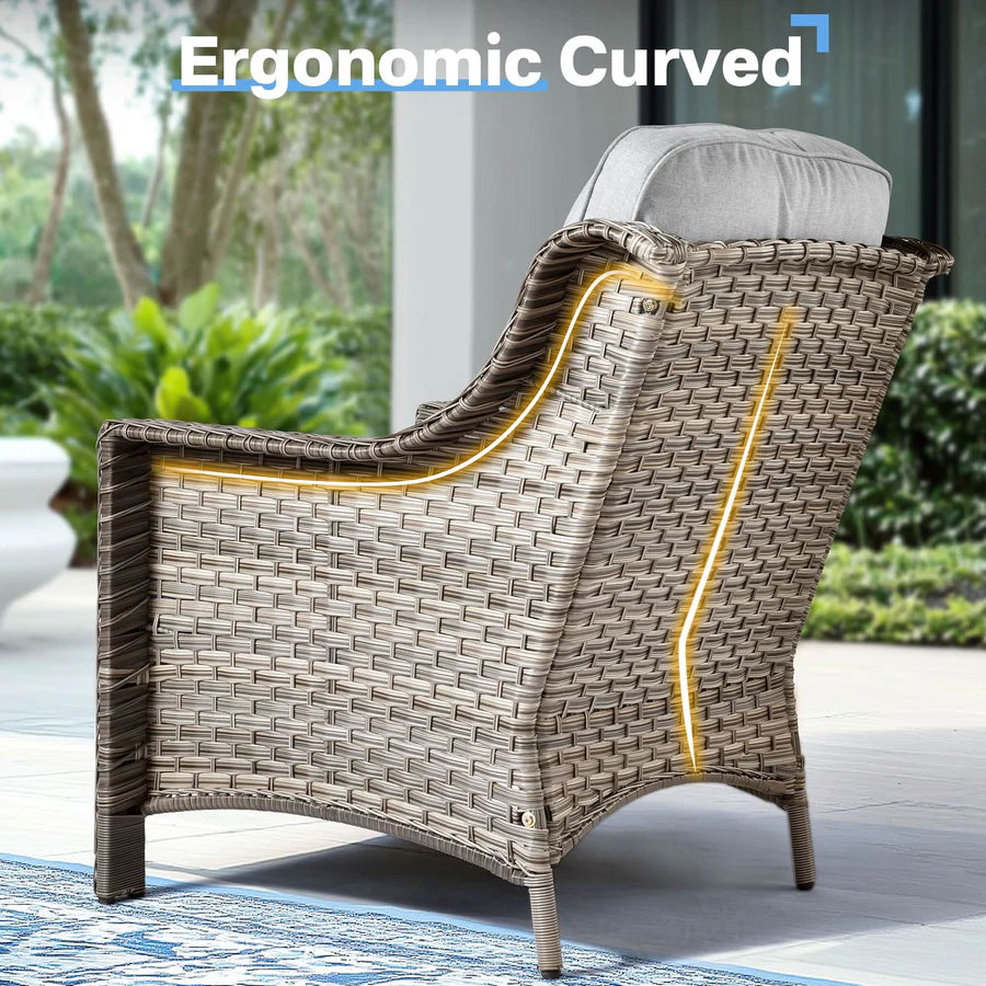 Outdoor 9 Pieces Coversation Set with Swivel Rocking Chair