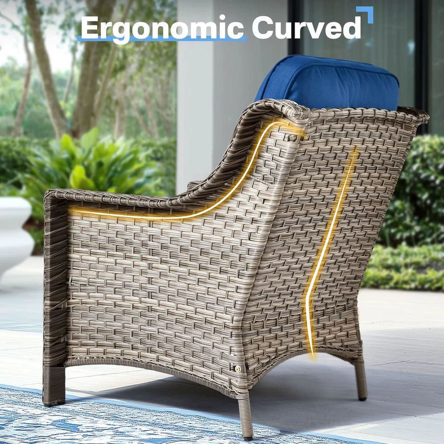 Outdoor 9 Pieces Coversation Set with Swivel Rocking Chair